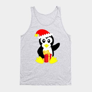 Cute penguin with christmas present Tank Top